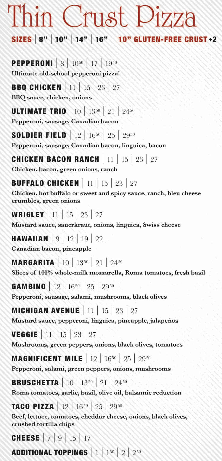 Gambino's menu page 1