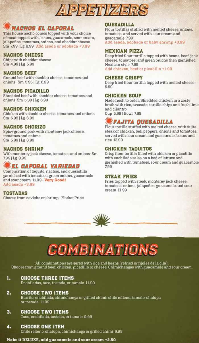 El Caporal menu page 1