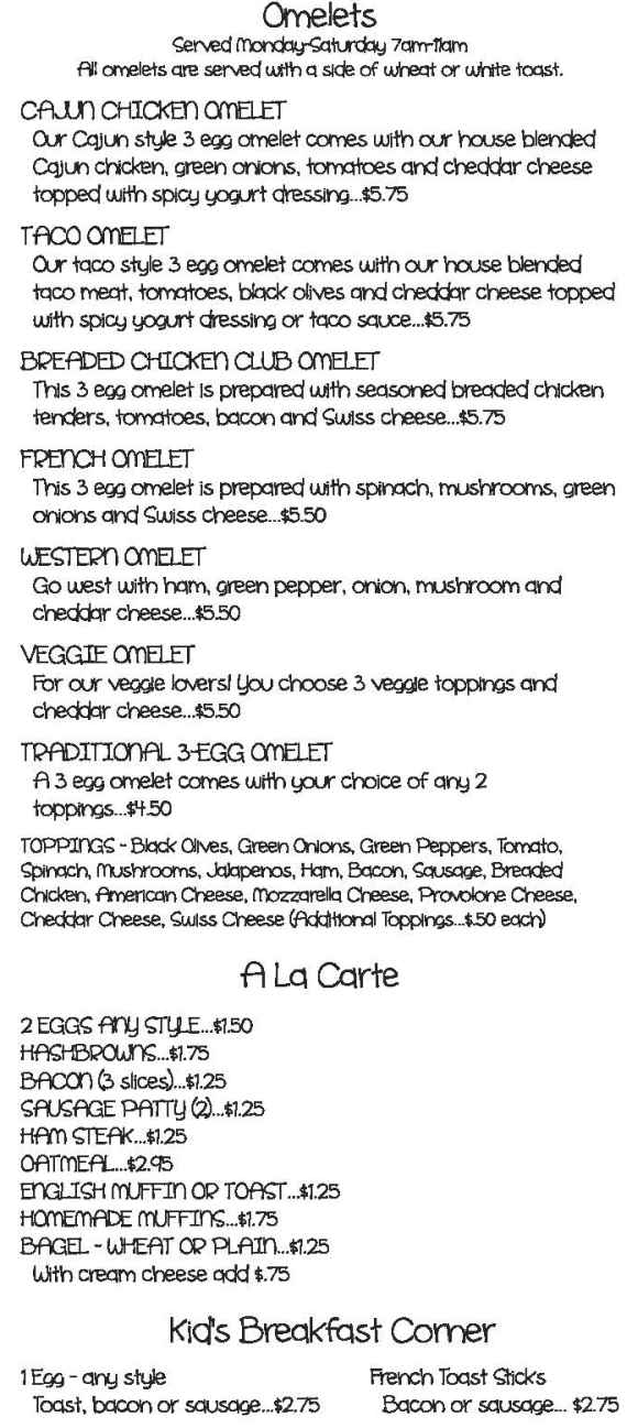 The Old Dairy menu page 1