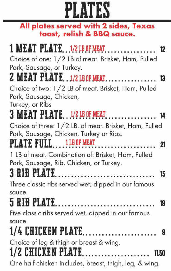 Hot Rod BBQ menu page 1
