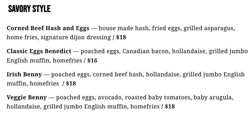 The Rail menu page 1