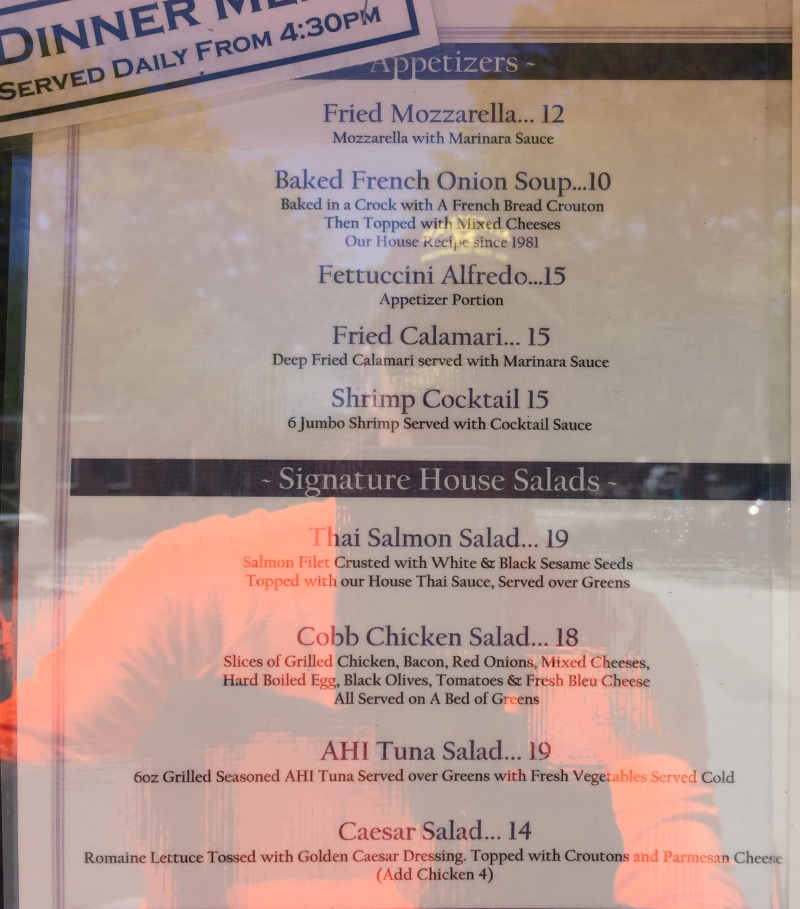 Michaels of Stockbridge menu page 1