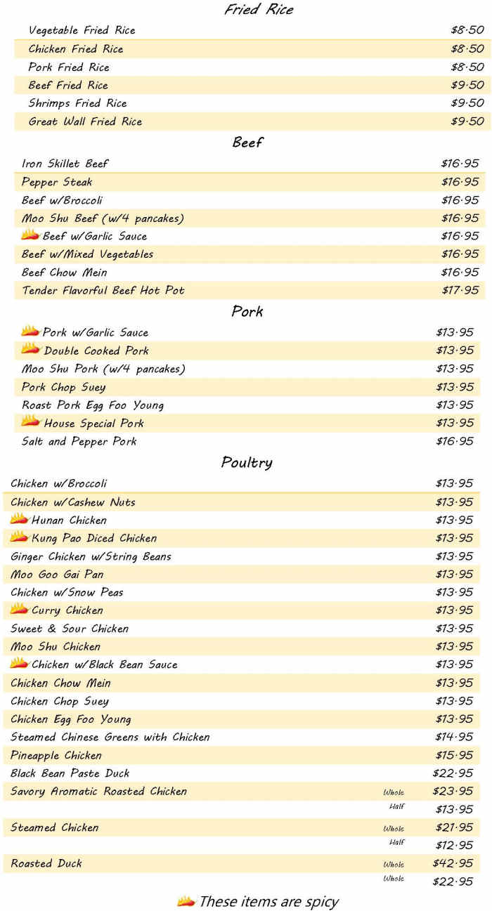 Great wall menu florence ma