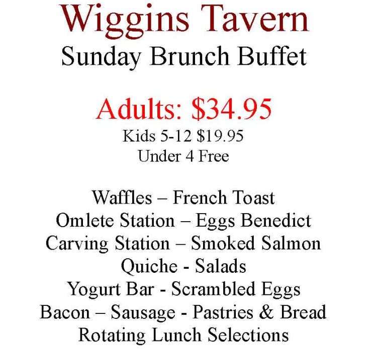 Wiggins Tavern menu page 1