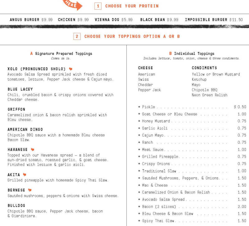 The Family Dog menu page 1