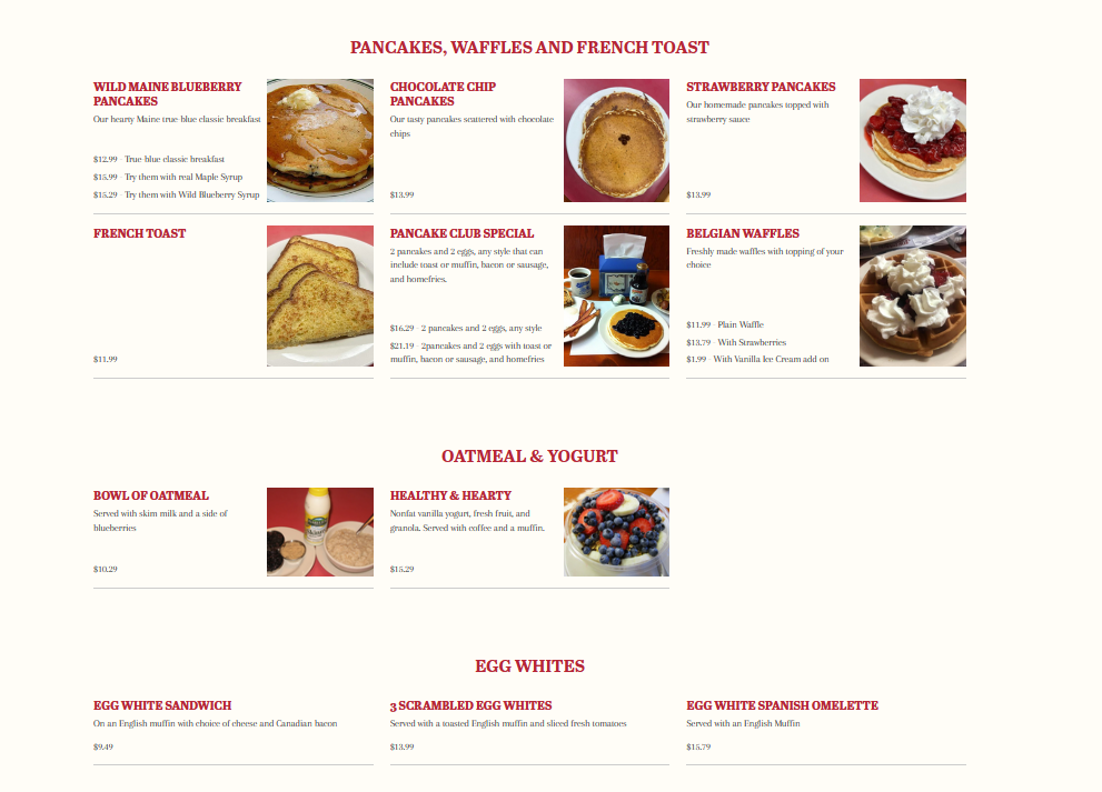 Jordan's menu page 1