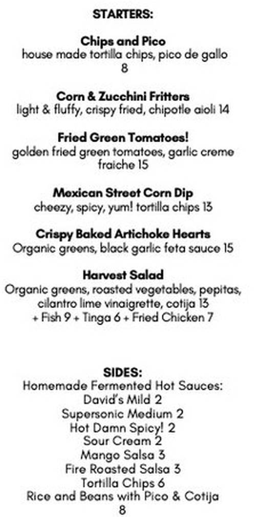 Mosaic menu page 1