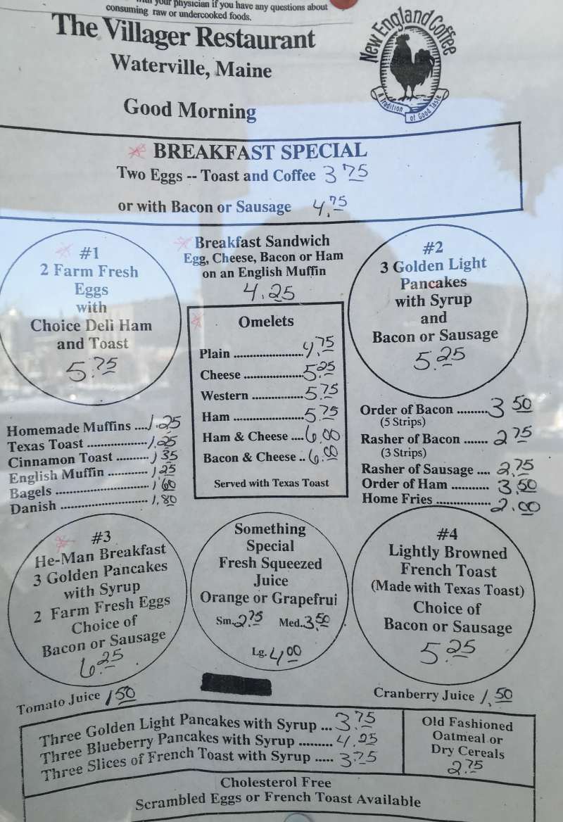 The Villager menu page 1