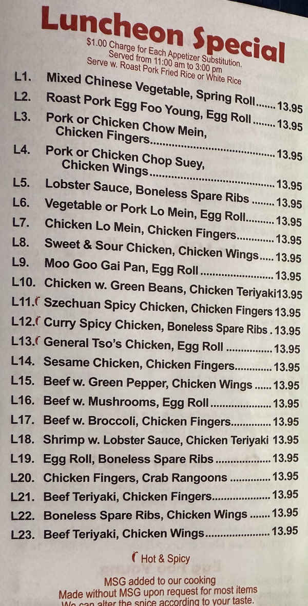 Lucky Panda menu page 1