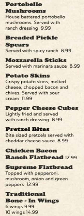 Bits & Brews menu page 1