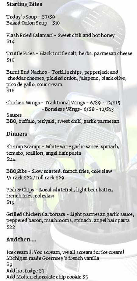 Shanahan's Pub menu page 1