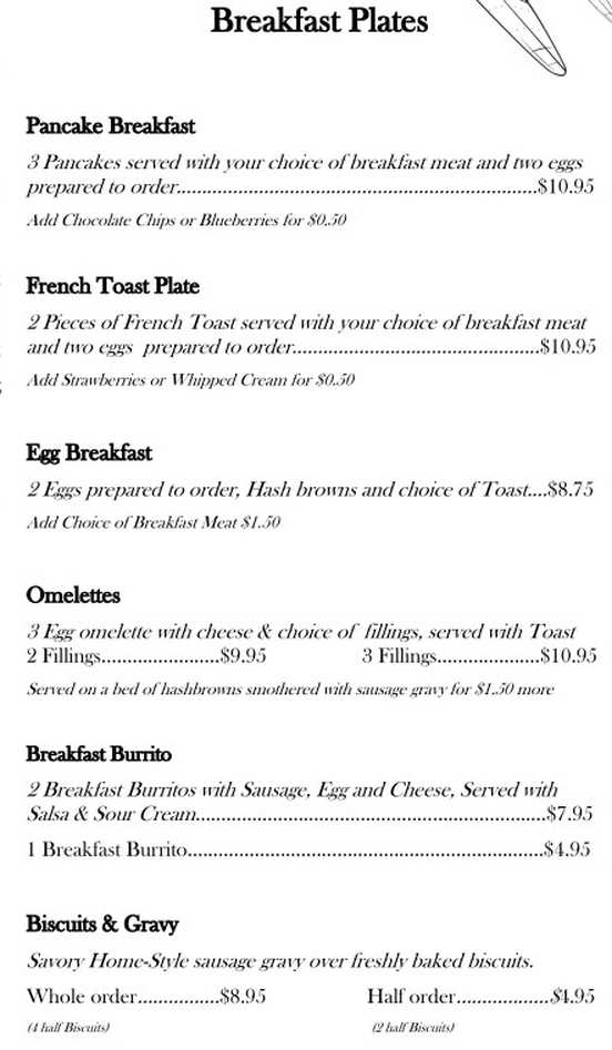 Prop Blast Cafe menu page 1