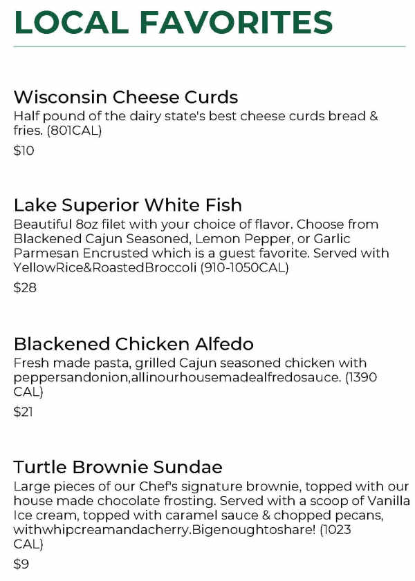 My Place Restaurant & Bar menu page 1