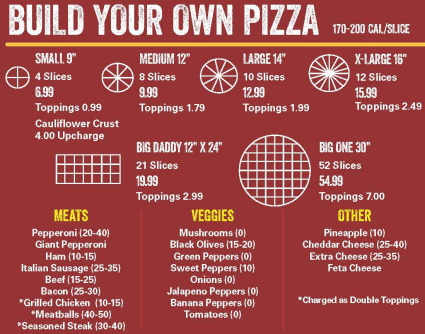 Fox's Pizza Den menu page 1