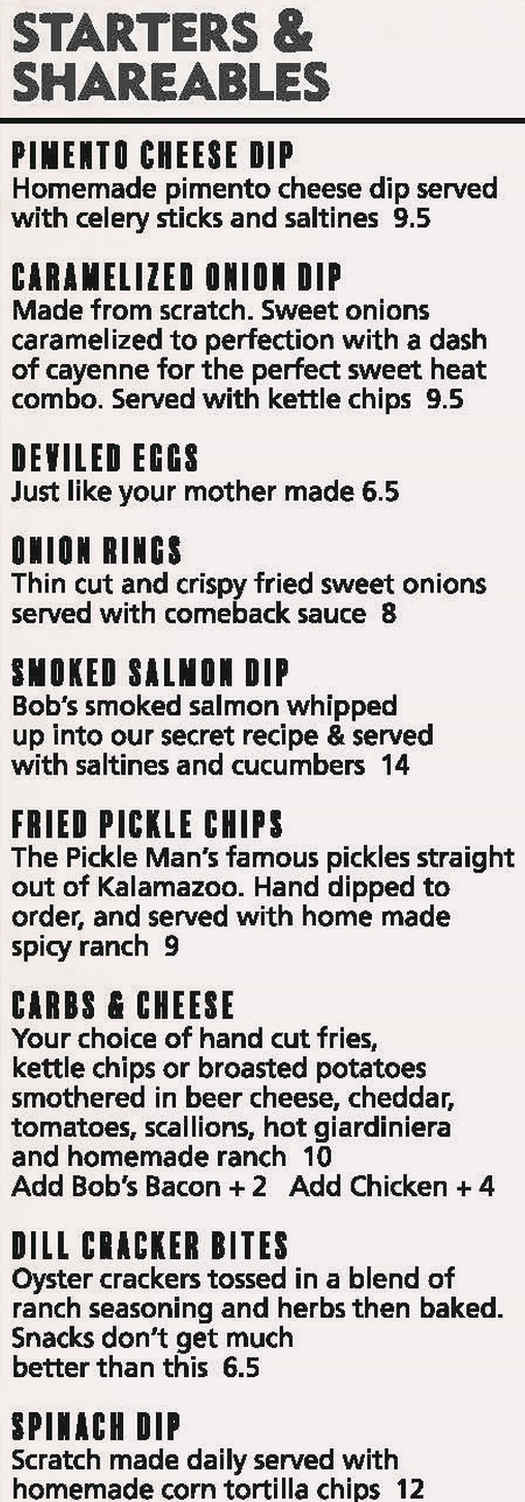 The Lodge menu page 1