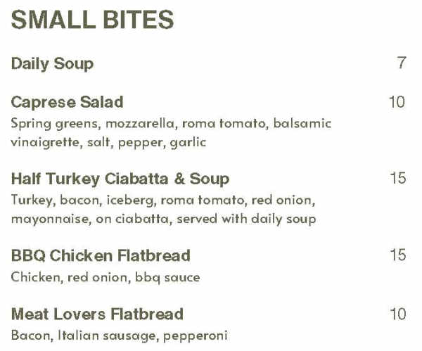 Blush Rooftop Terrace menu page 1