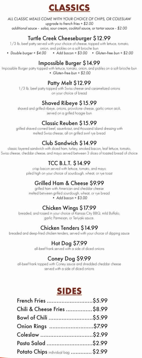 The Deli menu page 1