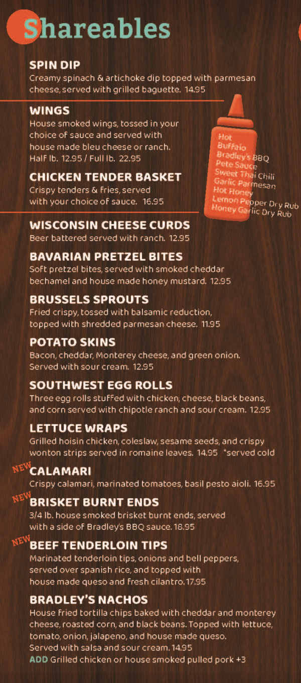 Bradley's Pub & Grille menu page 1