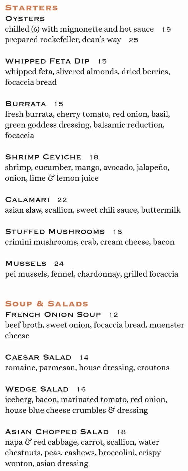 The Pretty Penny menu page 1