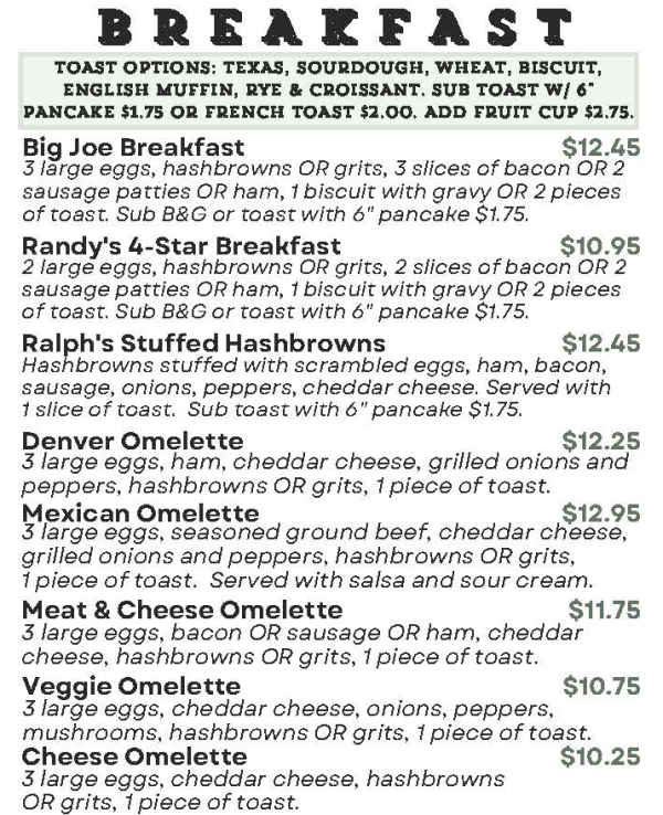 Steamy Joe Cafe menu page 1