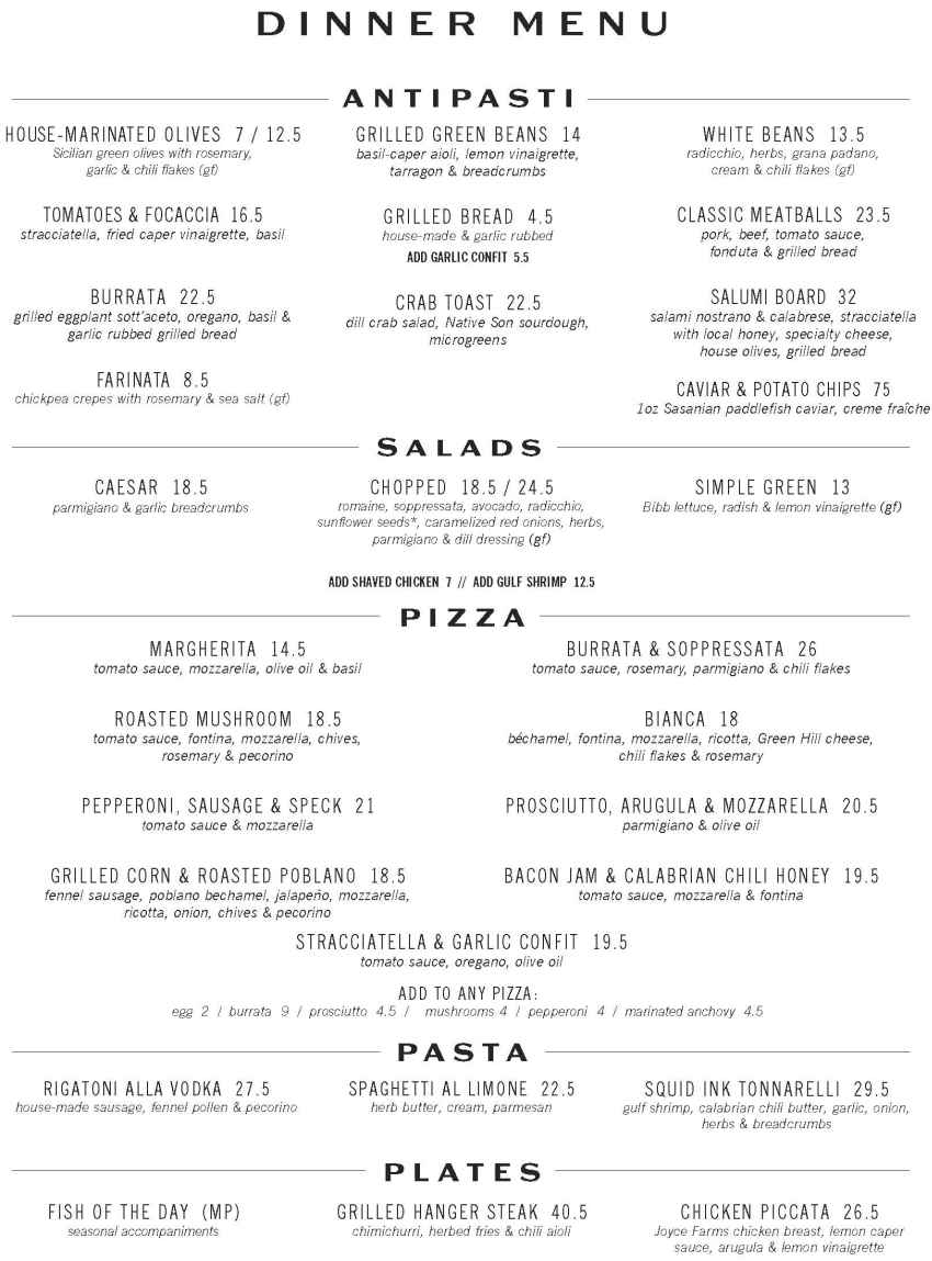 Saint Leo menu page 1