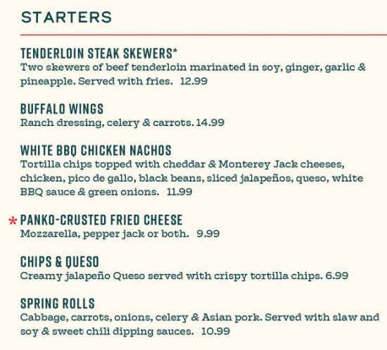 Central Station Grill menu page 1