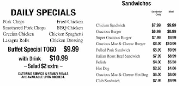 Goodness Gracious menu page 1