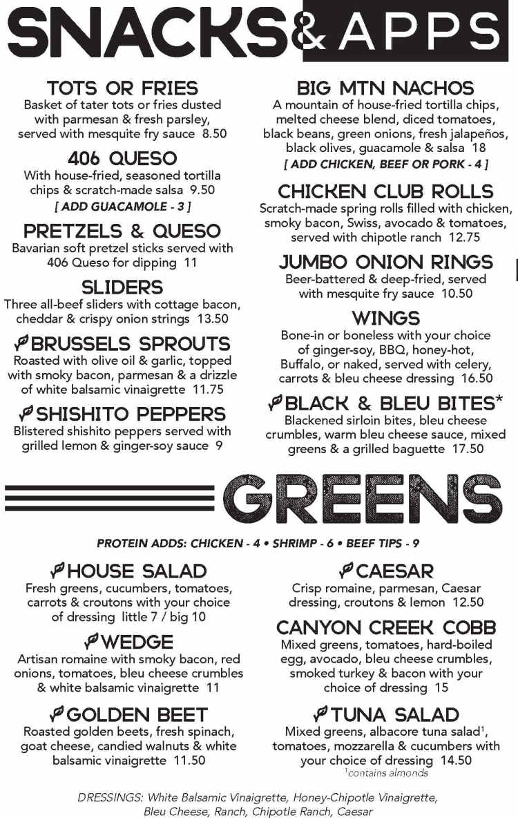 Craggy Range Bar & Grill menu page 1