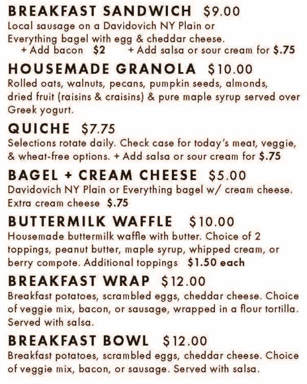 Montana Coffee Traders menu page 1