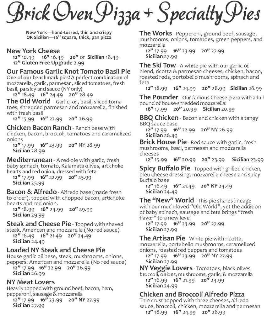 Ramunto's Brick Oven Pizza menu page 1