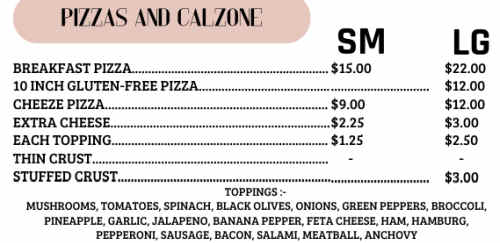 Loudon Village Country Store menu page 1