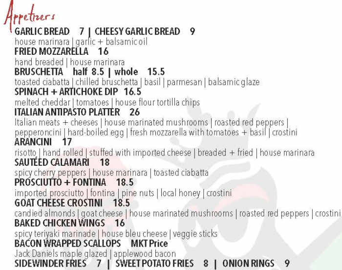 Patty B's menu page 1