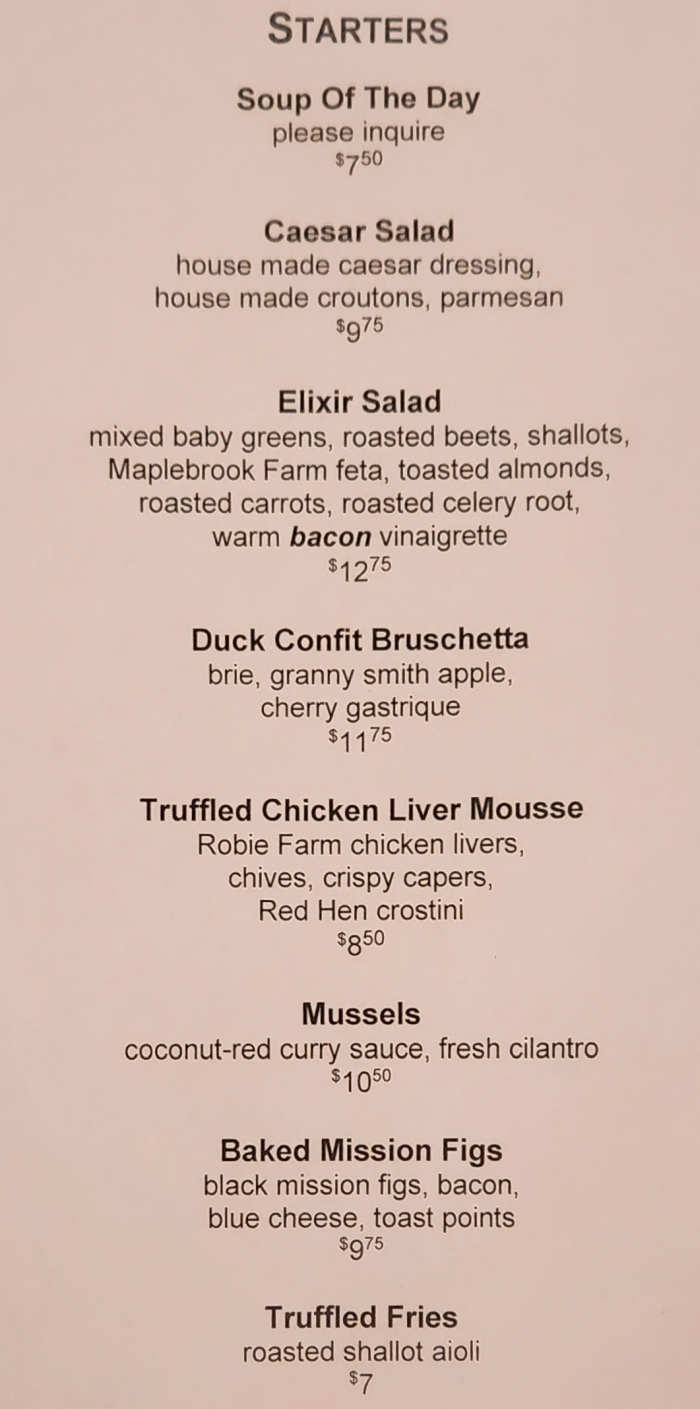Elixir menu page 1