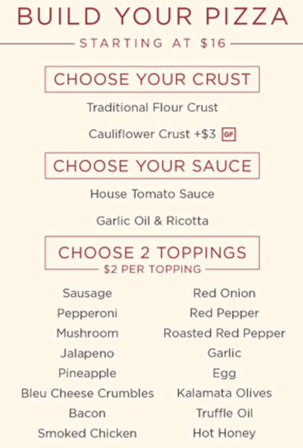 Timber Wood Fired menu page 1