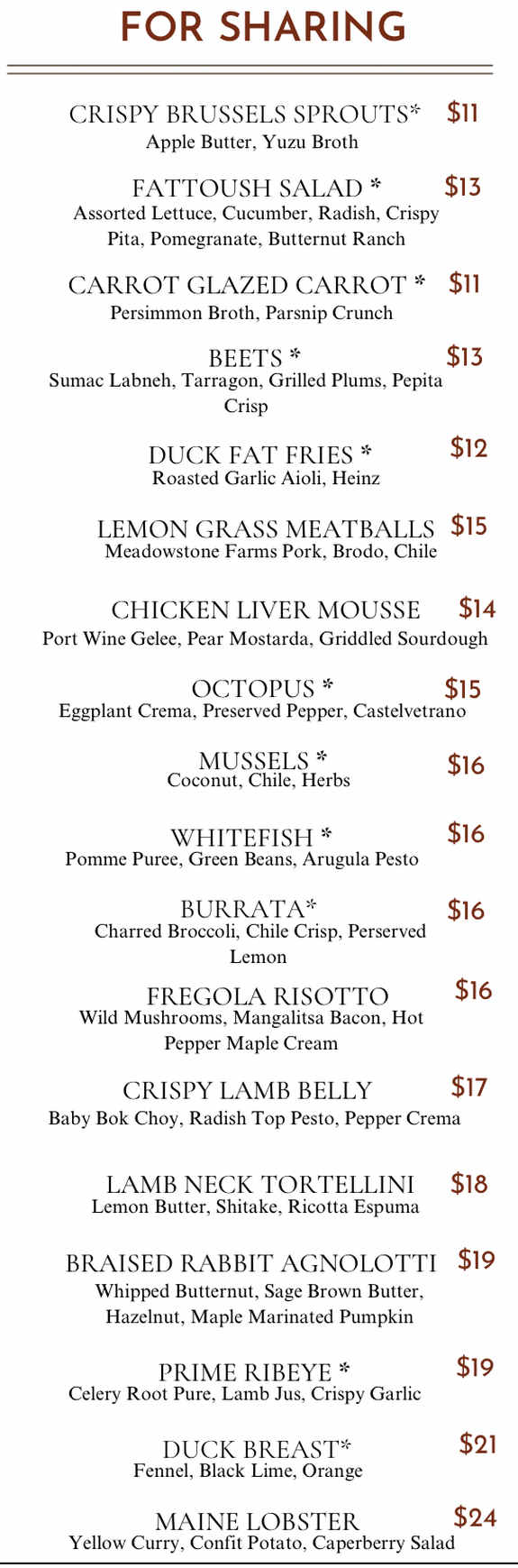 Sour's Taverna menu page 1