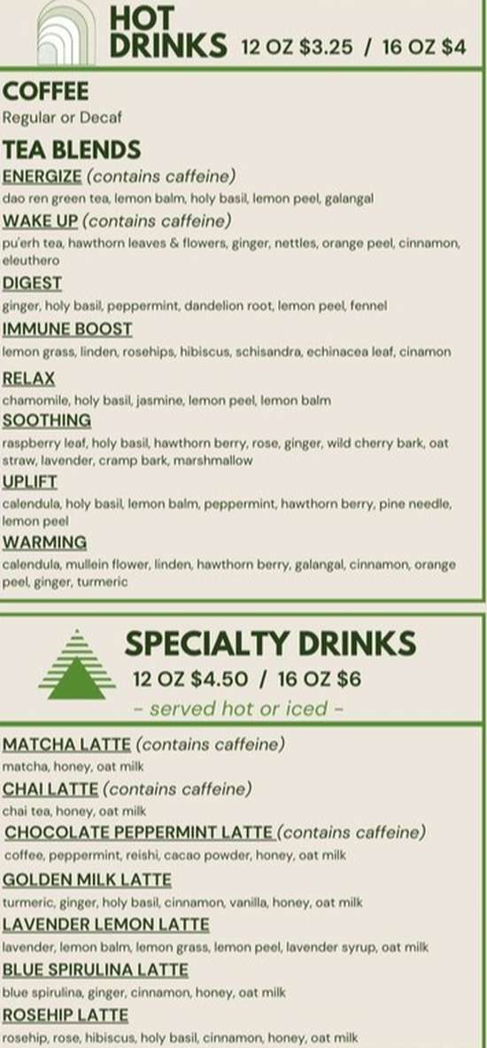 Vital Provisions menu page 1