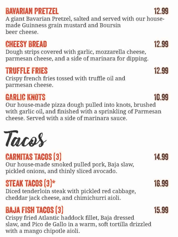 Thirsty Moose Tap House Menu, Portsmouth, NH