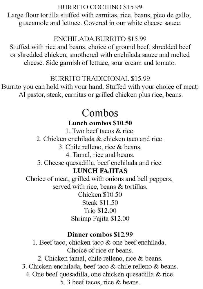 Casa Azteca Menu, Auburn, NY