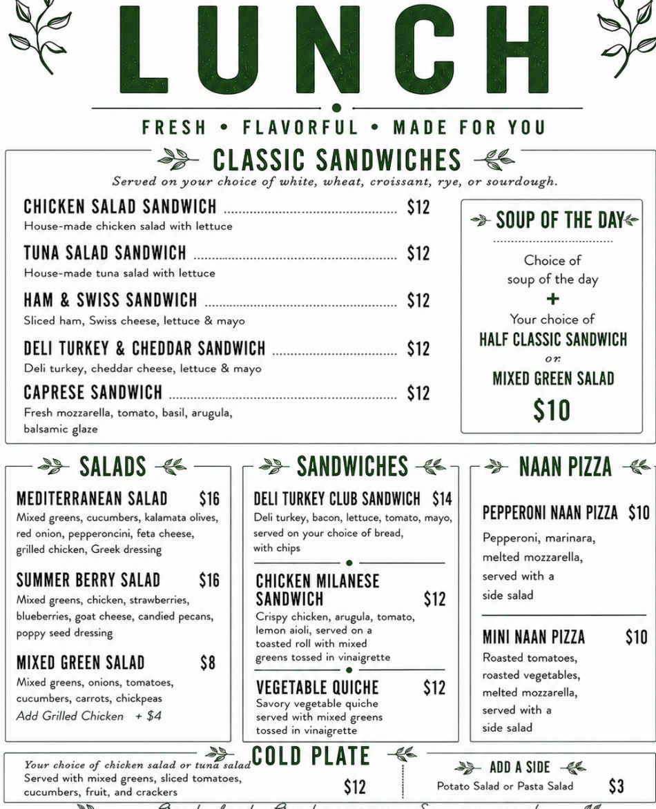 Genesee Social Co menu page 1