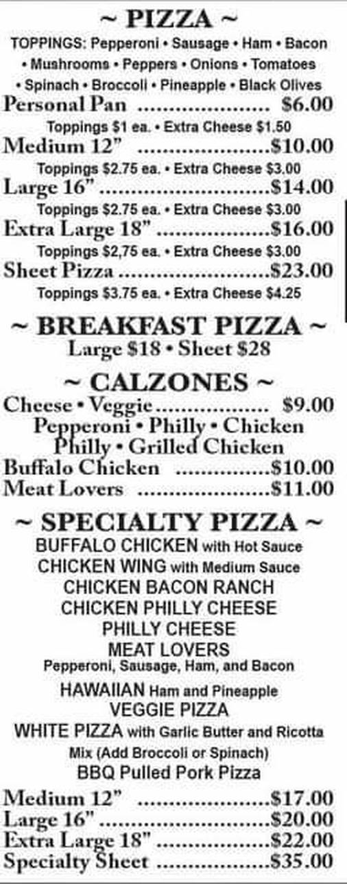 Big D & Chef T's menu page 1