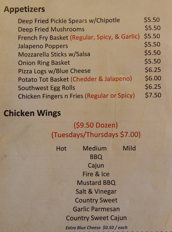 Jose & Willy's menu page 1