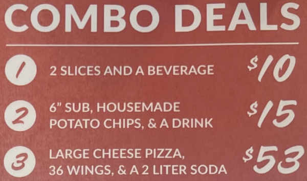 Adelina's Pizzeria menu page 1