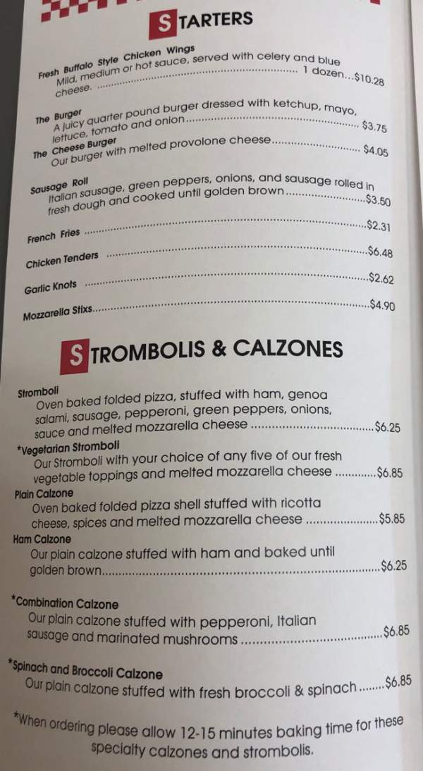 Picnic Pizza Horseheads menu page 1