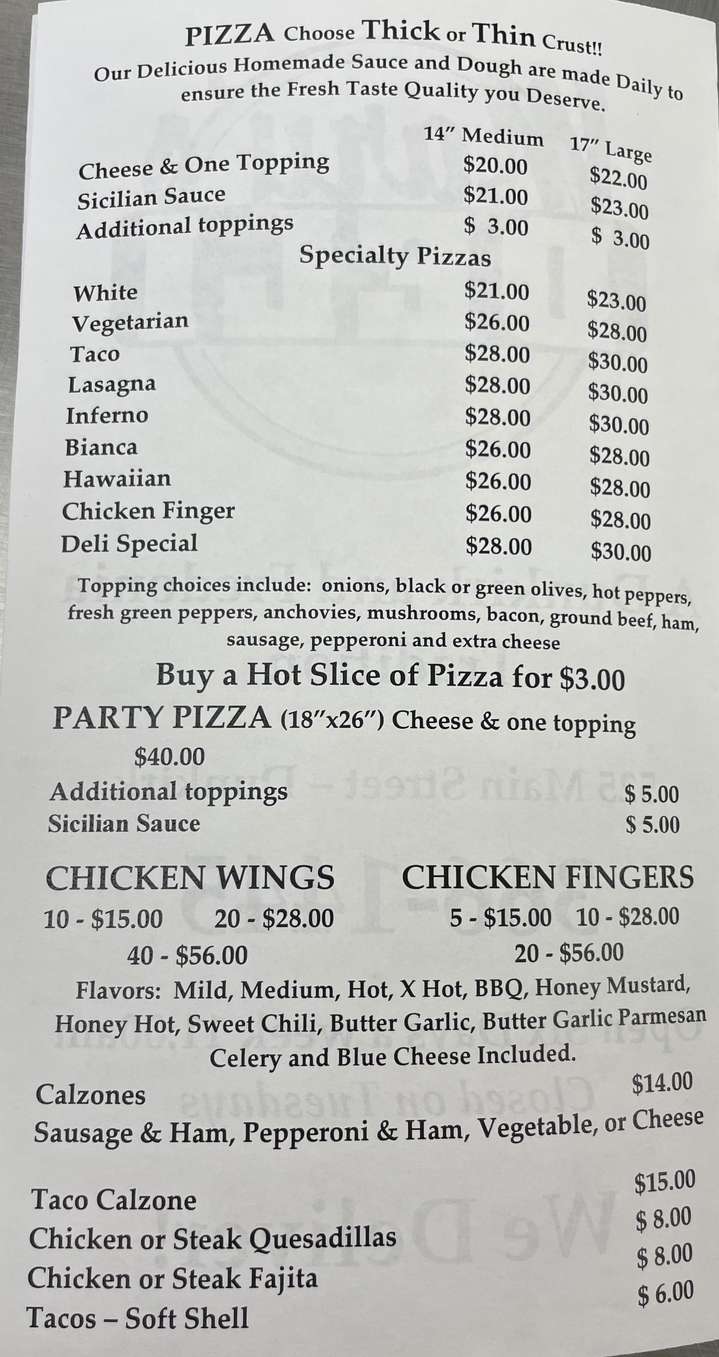 Mary's Deli menu page 1