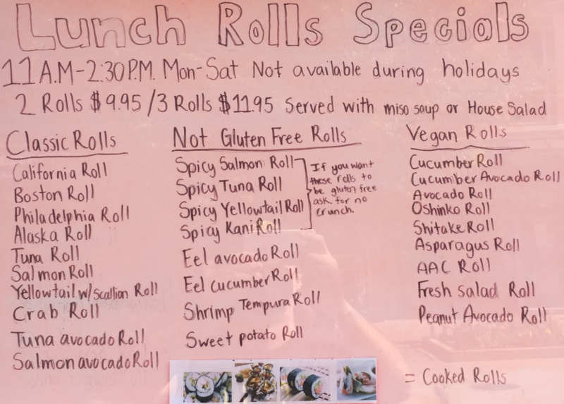 Sushi Osaka menu page 1