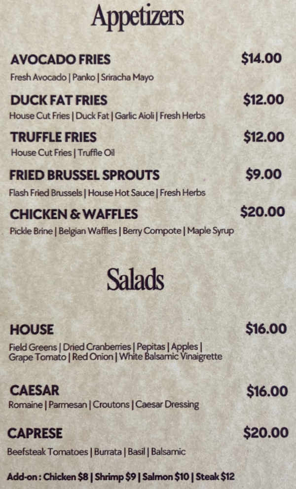 Monks on the Commons menu page 1