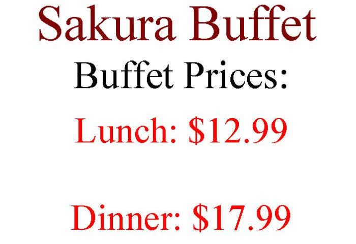 Sakura Buffet menu page 1