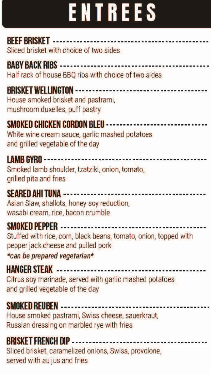 Smoke Signals menu page 1