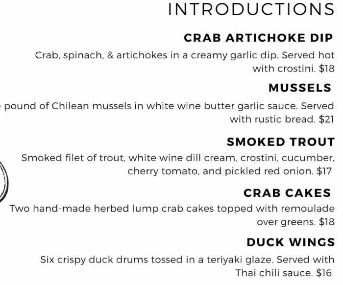 Hungry Trout Restaurant menu page 1