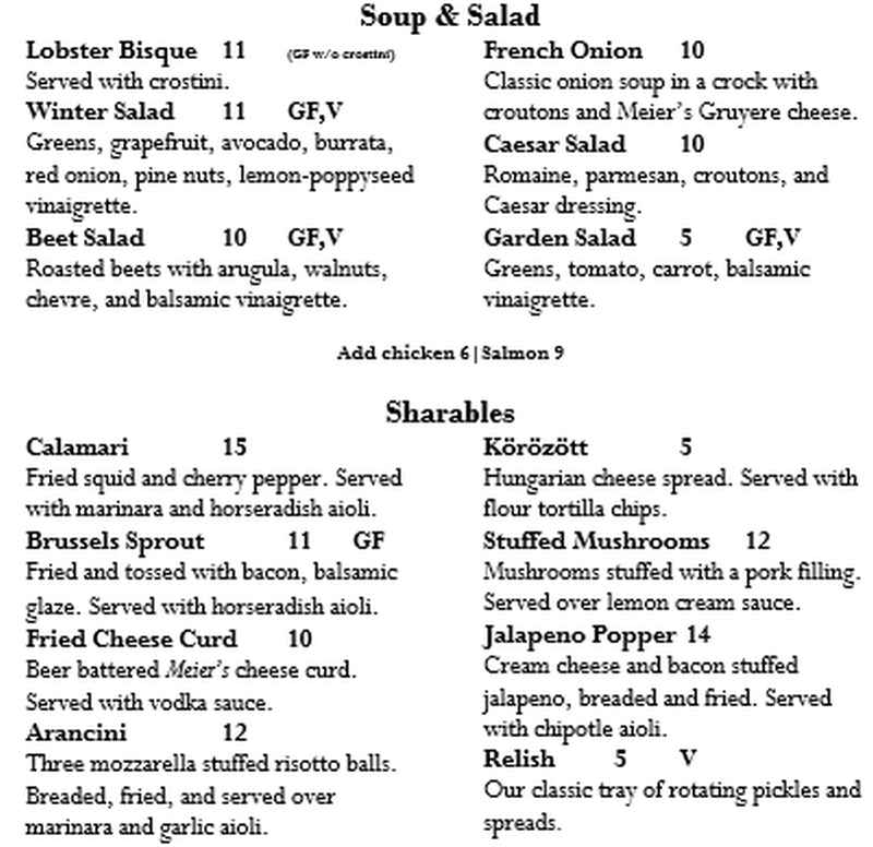 Sabad's menu page 1
